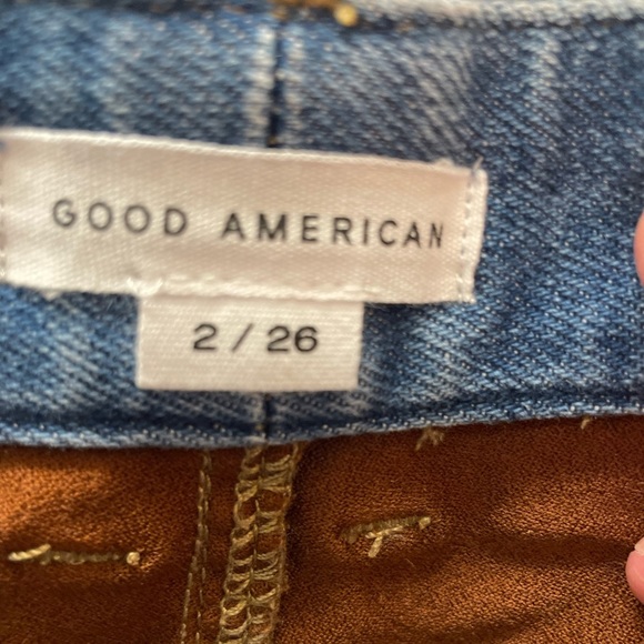 Good American Icon Mixed Media Denim & Faux Suede Pants Size 26 NWT - Picture 5 of 11